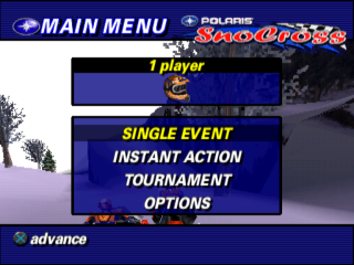 Polaris SnoCross title screen for Playstation